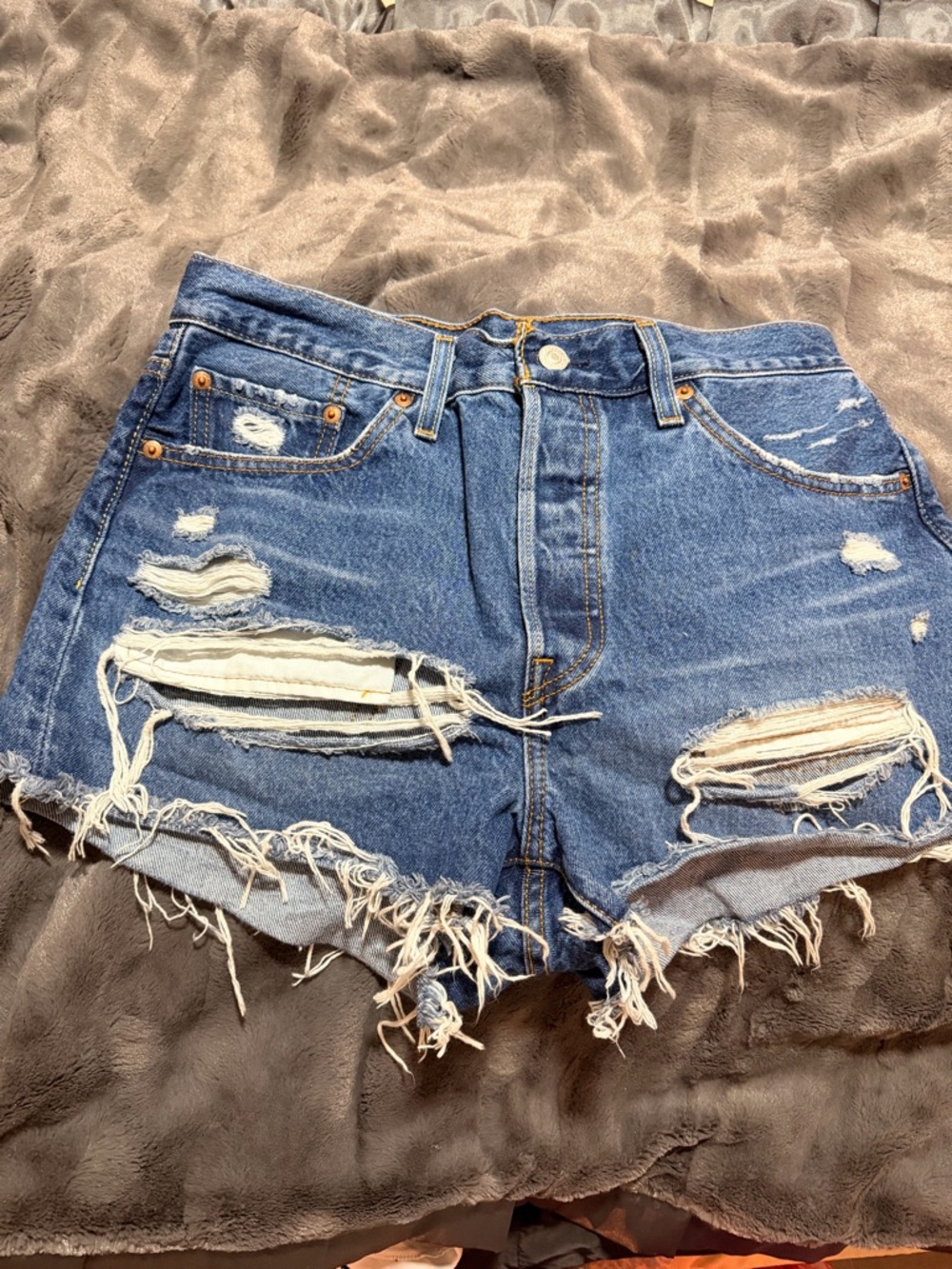 Levi's Distressed Blue Denim Cutoff Shorts